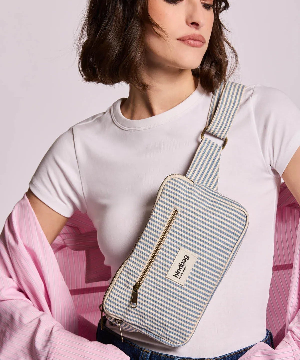 Hindbag - HARRY Bauchtasche • Feine Streifen Blau - ROSA ECK