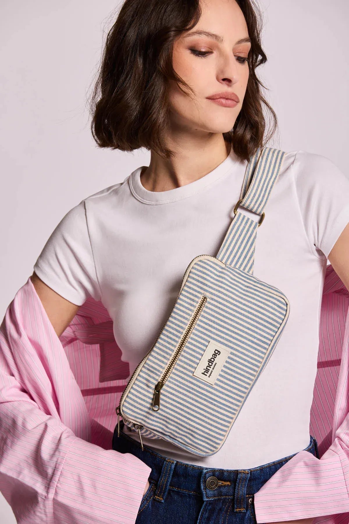 Hindbag - HARRY Bauchtasche • Feine Streifen Blau - ROSA ECK