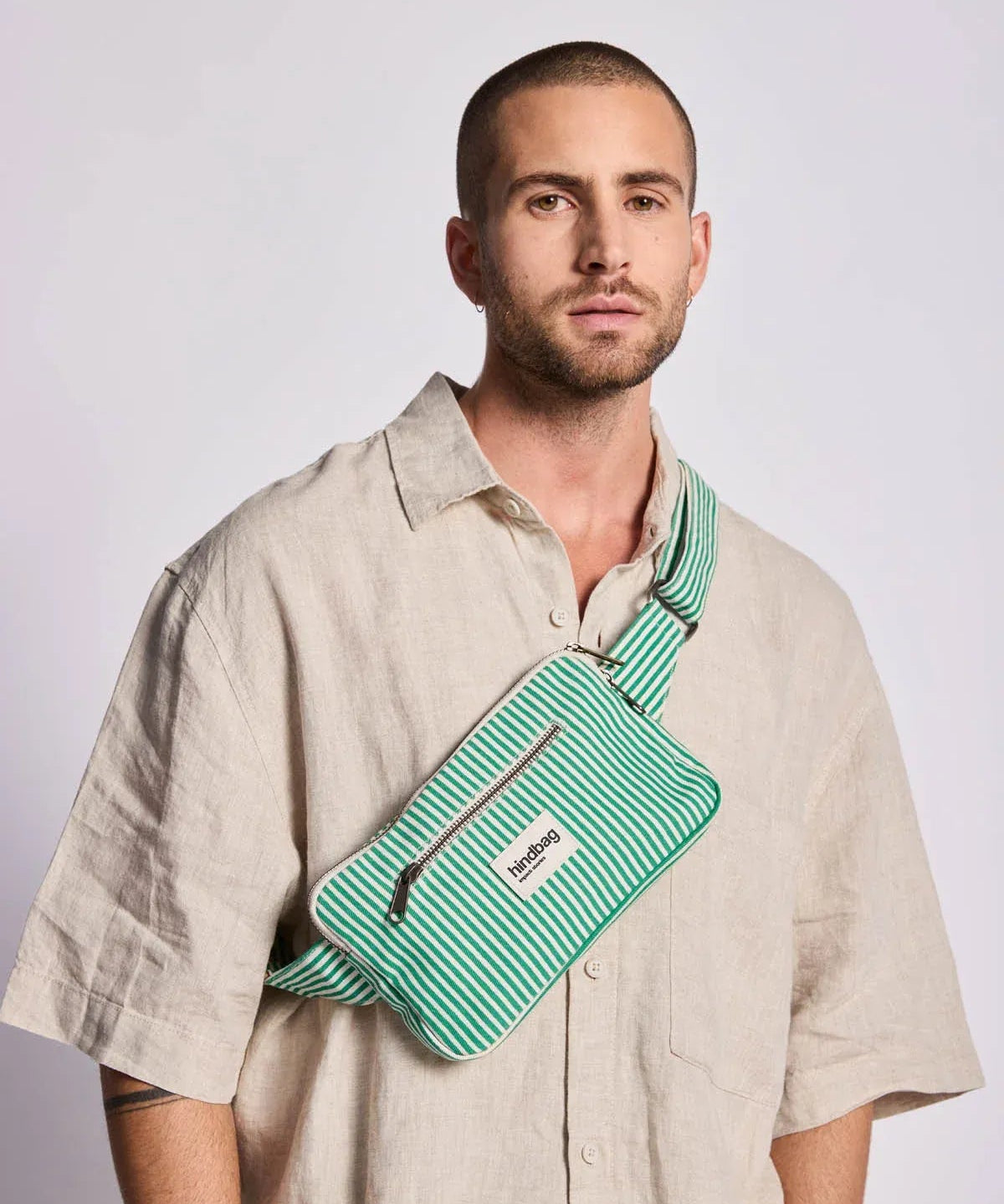 Hindbag - HARRY Bauchtasche • Feine Streifen Grün - ROSA ECK