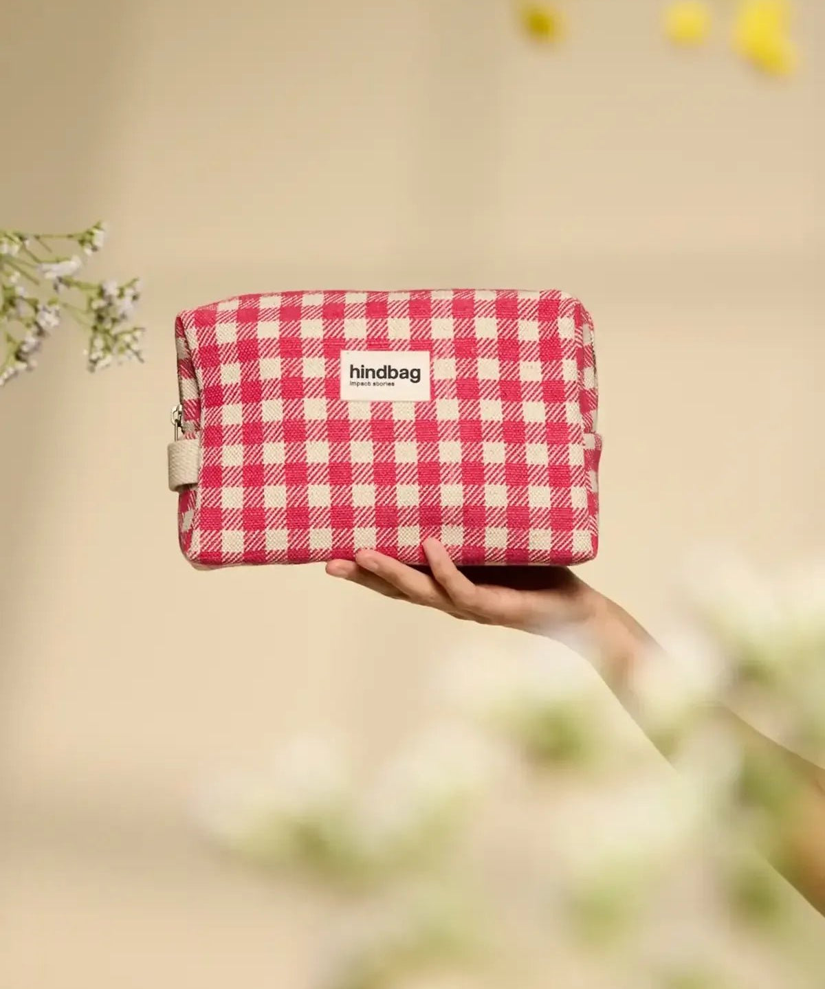 Hindbag - LEON Kosmetiktasche | Rosa Karomuster - Beutel - ROSA ECK Concept Store