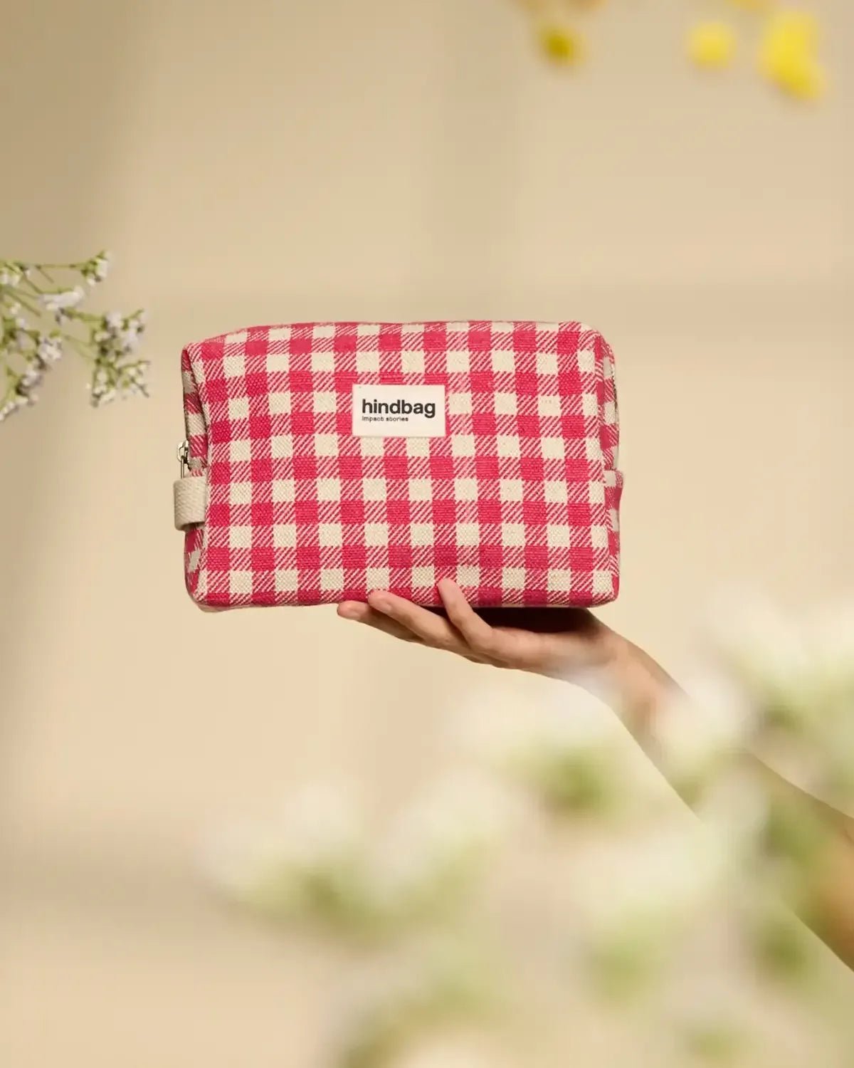 Hindbag - LEON Kosmetiktasche | Rosa Karomuster - Beutel - ROSA ECK Concept Store