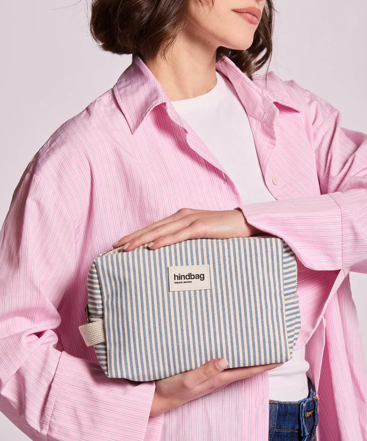 Hindbag - LEON Kulturbeutel • Feine Streifen Blau - ROSA ECK