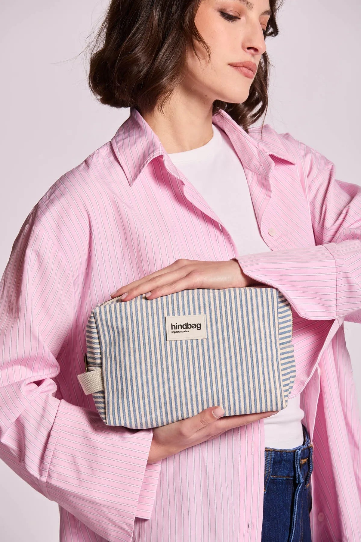 Hindbag - LEON Kulturbeutel • Feine Streifen Blau - ROSA ECK