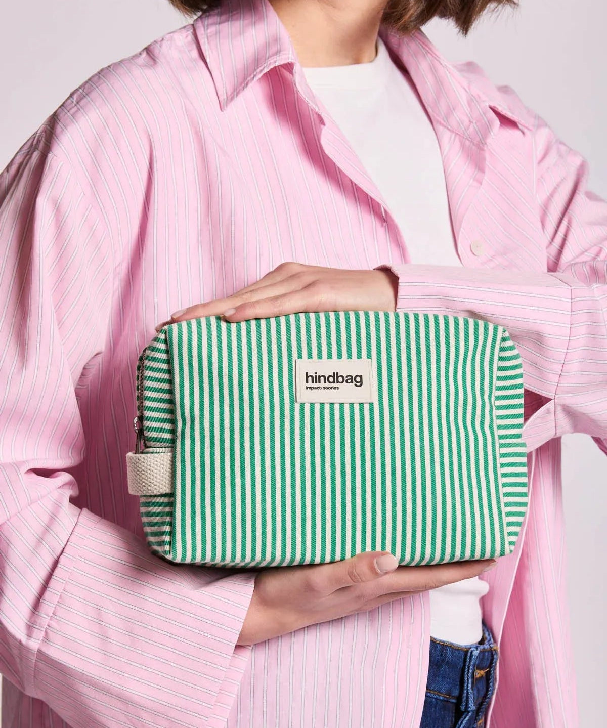 Hindbag - LEON Kulturbeutel • Feine Streifen Grün - ROSA ECK