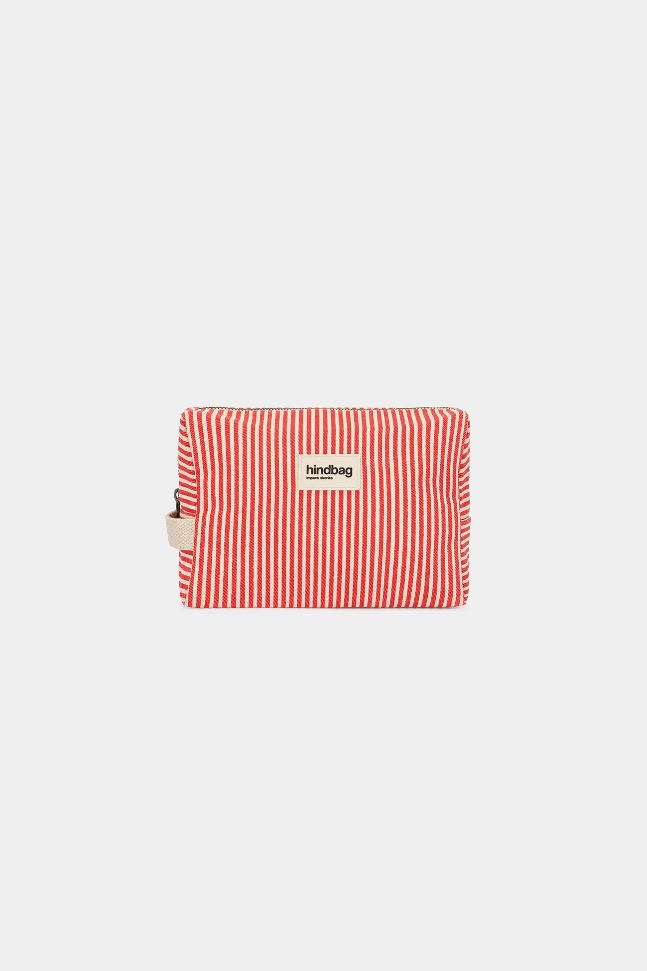 Hindbag - LEON Kulturbeutel • Feine Streifen Rot - ROSA ECK