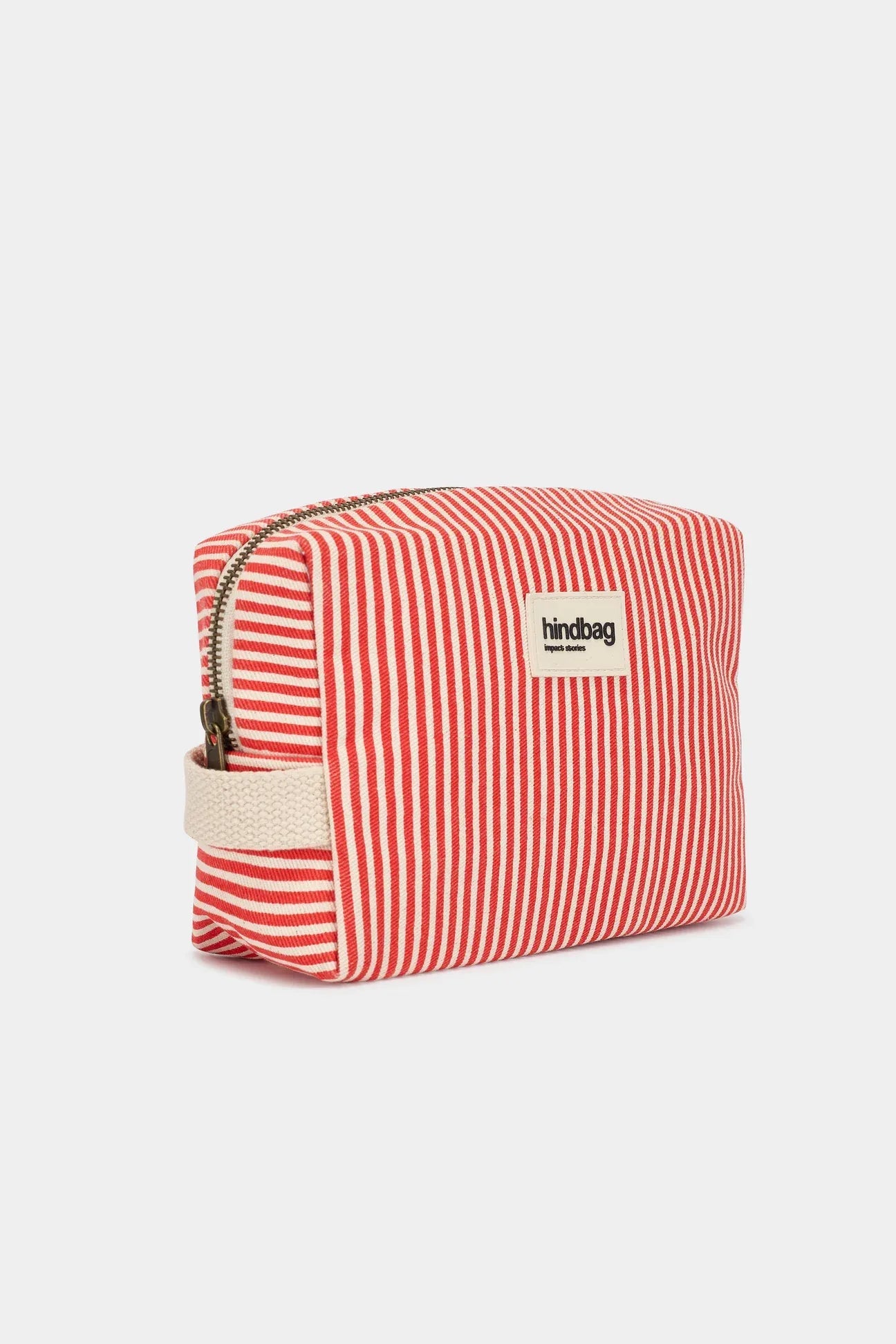 Hindbag - LEON Kulturbeutel • Feine Streifen Rot - ROSA ECK