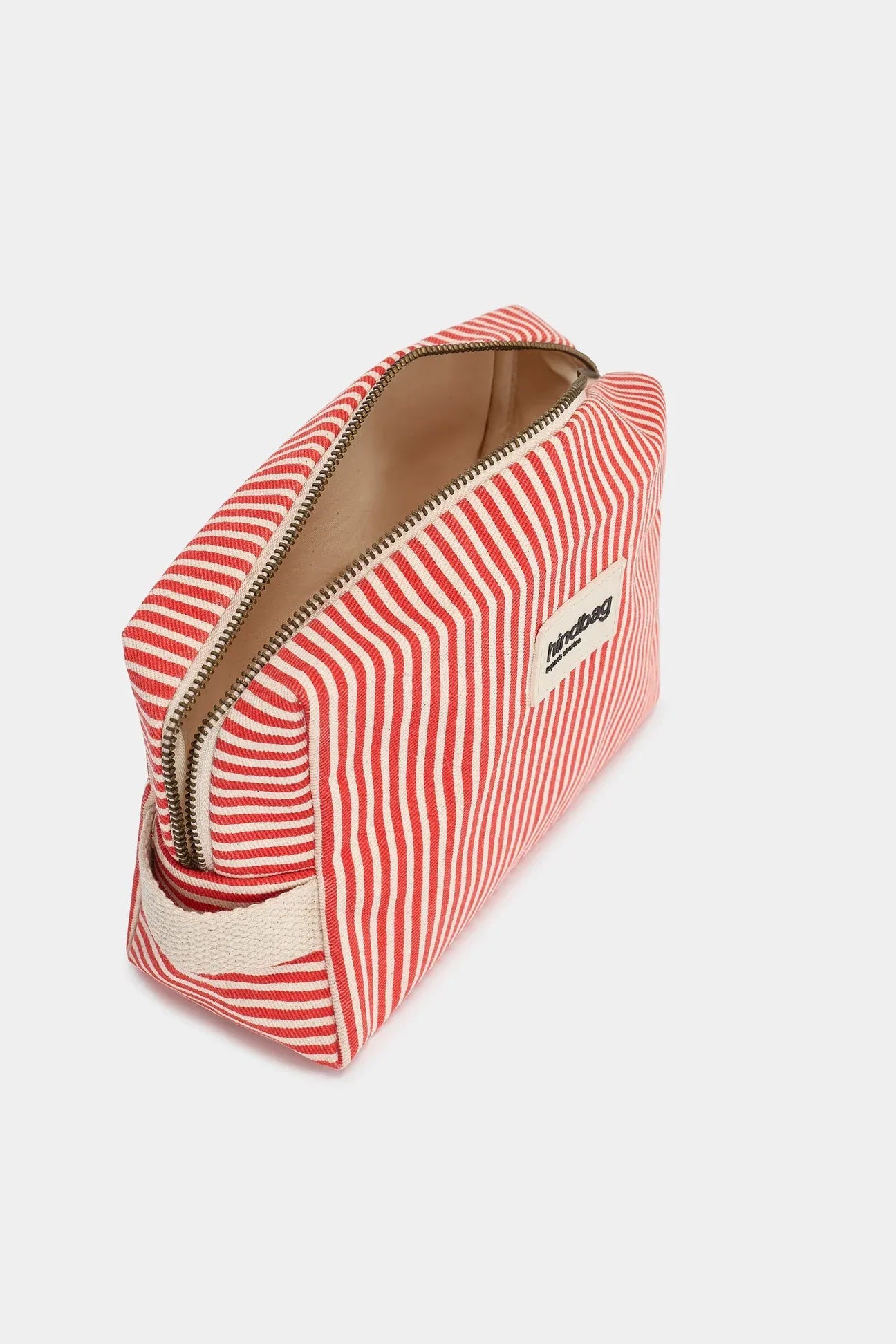 Hindbag - LEON Kulturbeutel • Feine Streifen Rot - ROSA ECK