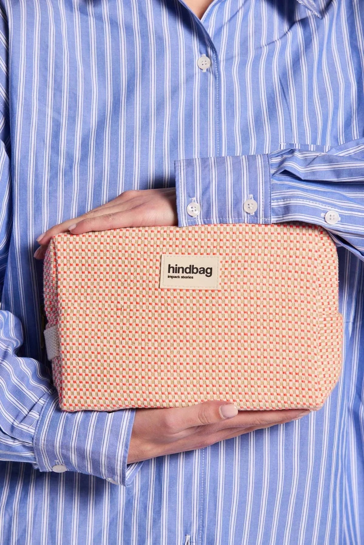 Hindbag - LEON Kulturbeutel • Geflochten Koralle - ROSA ECK