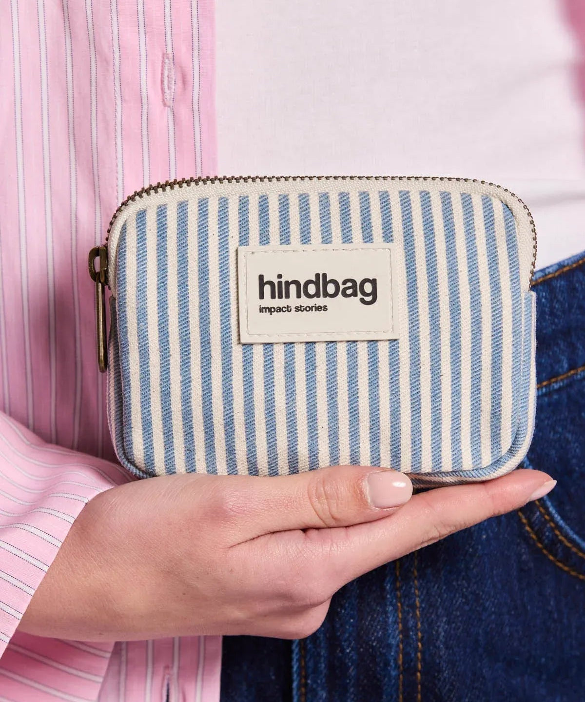 Hindbag - LILI Geldbeutel • Feine Streifen Blau - ROSA ECK
