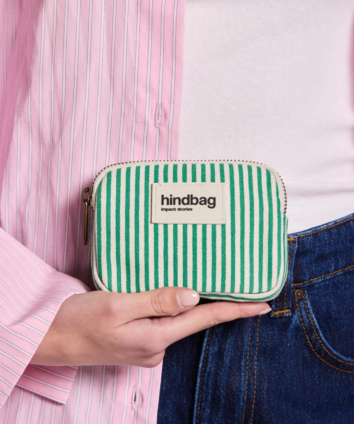 Hindbag - LILI Geldbeutel • Feine Streifen Grün - ROSA ECK