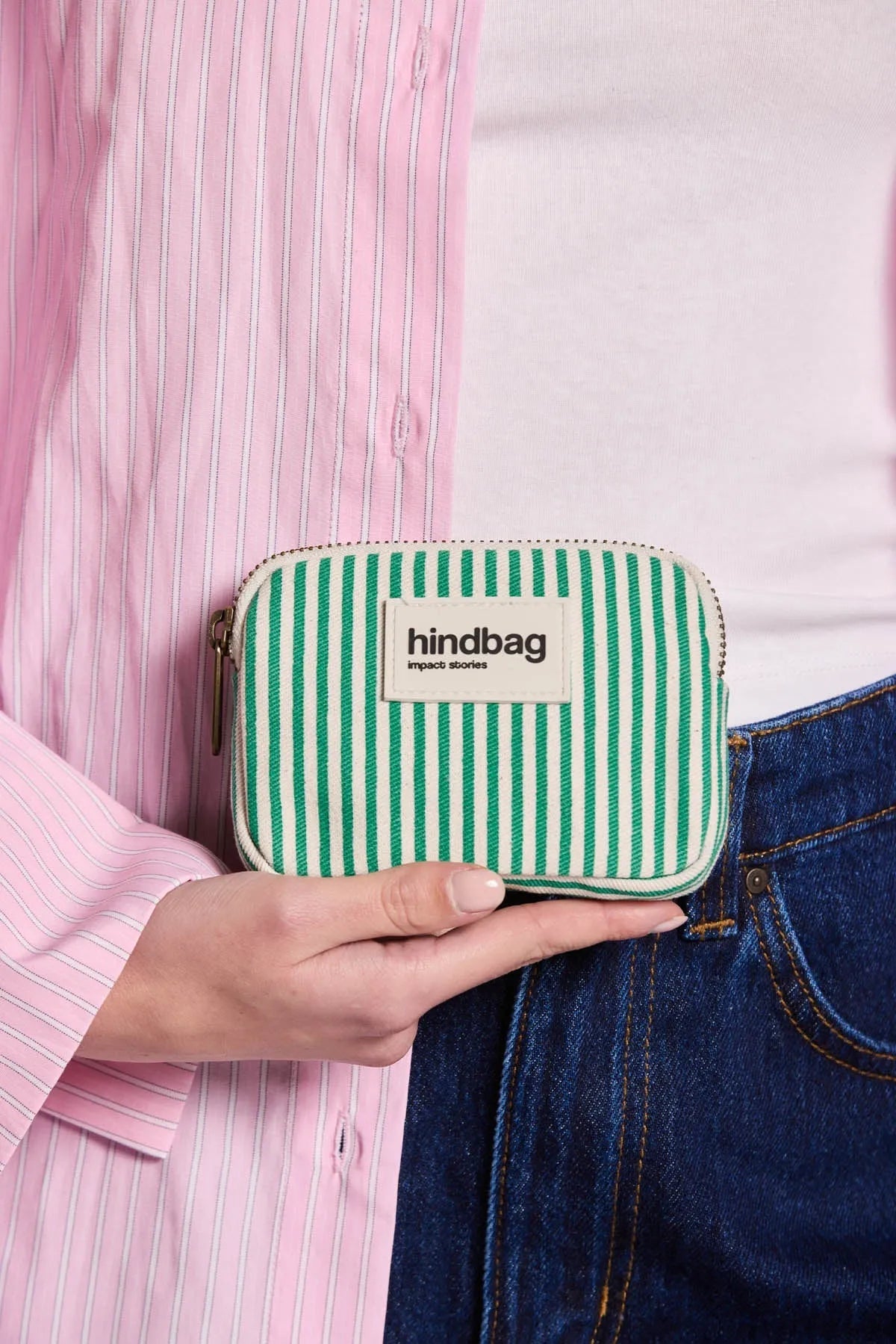 Hindbag - LILI Geldbeutel • Feine Streifen Grün - ROSA ECK