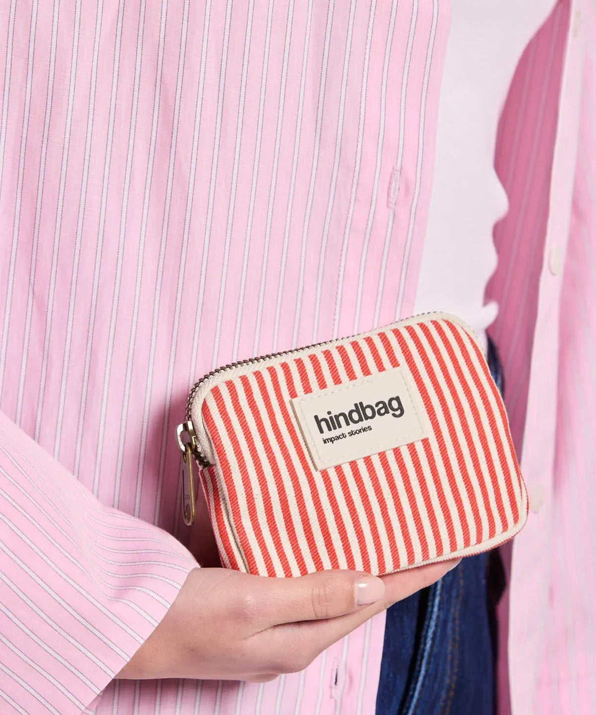 Hindbag - LILI Geldbeutel • Feine Streifen Rot - ROSA ECK
