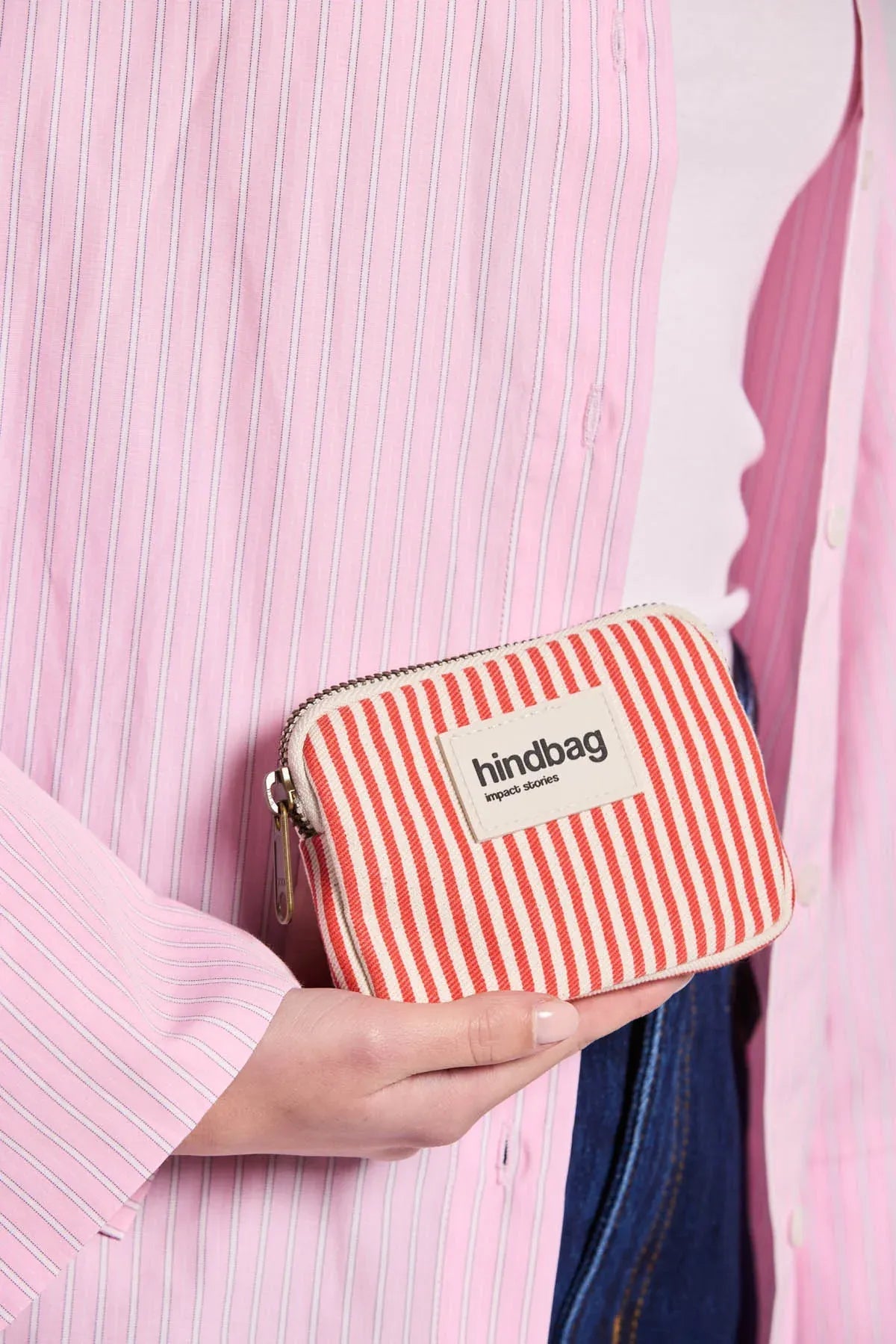 Hindbag - LILI Geldbeutel • Feine Streifen Rot - ROSA ECK