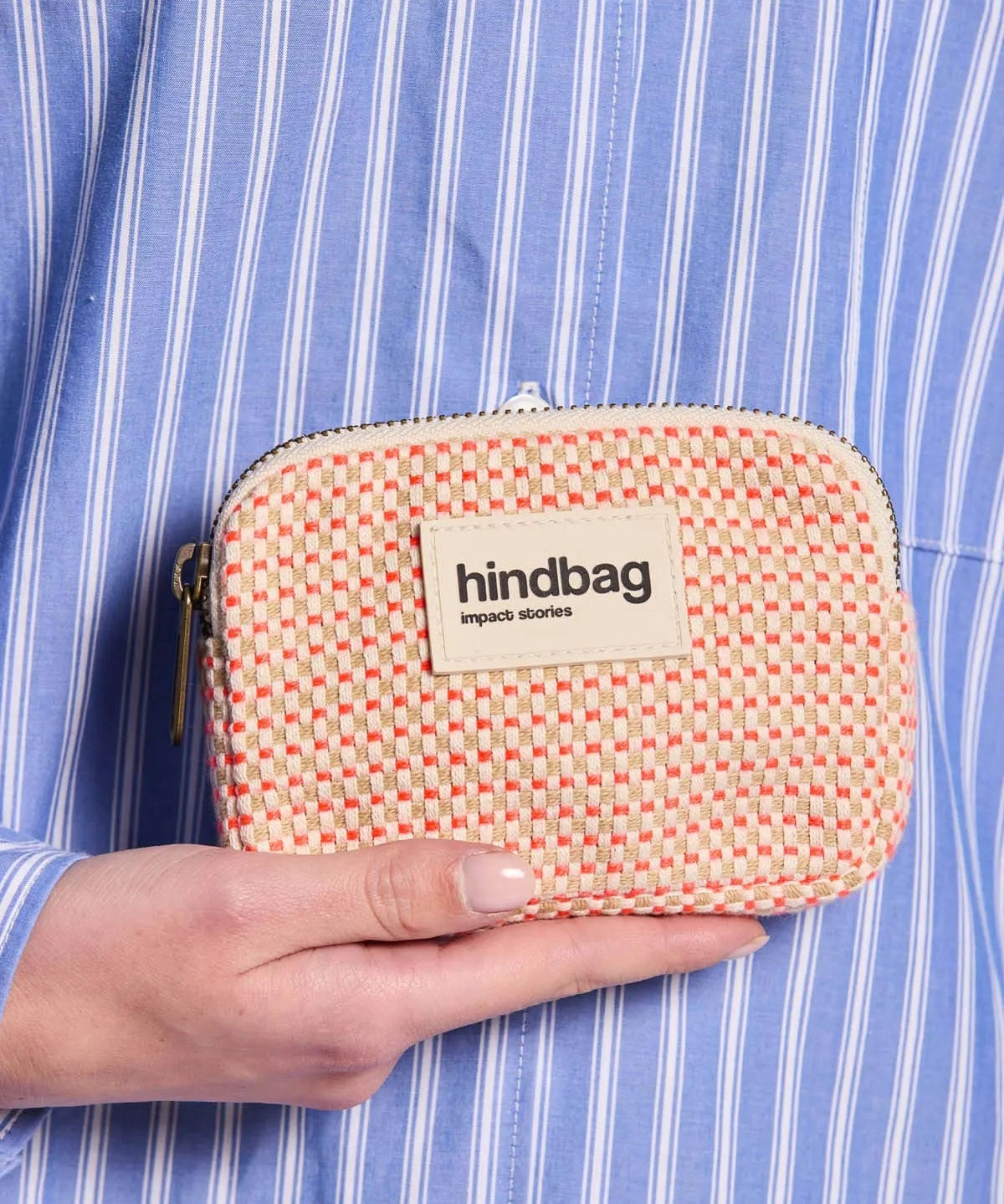Hindbag - LILI Geldbeutel • Geflochten Koralle - ROSA ECK