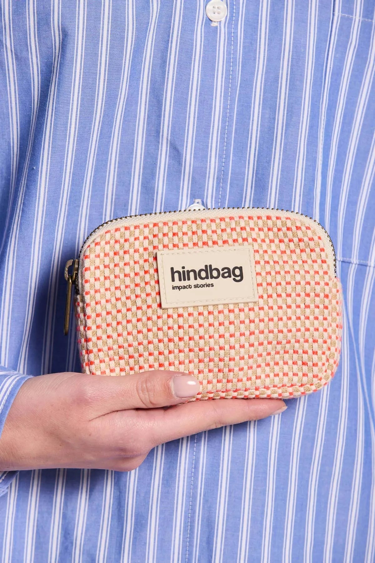 Hindbag - LILI Geldbeutel • Geflochten Koralle - ROSA ECK