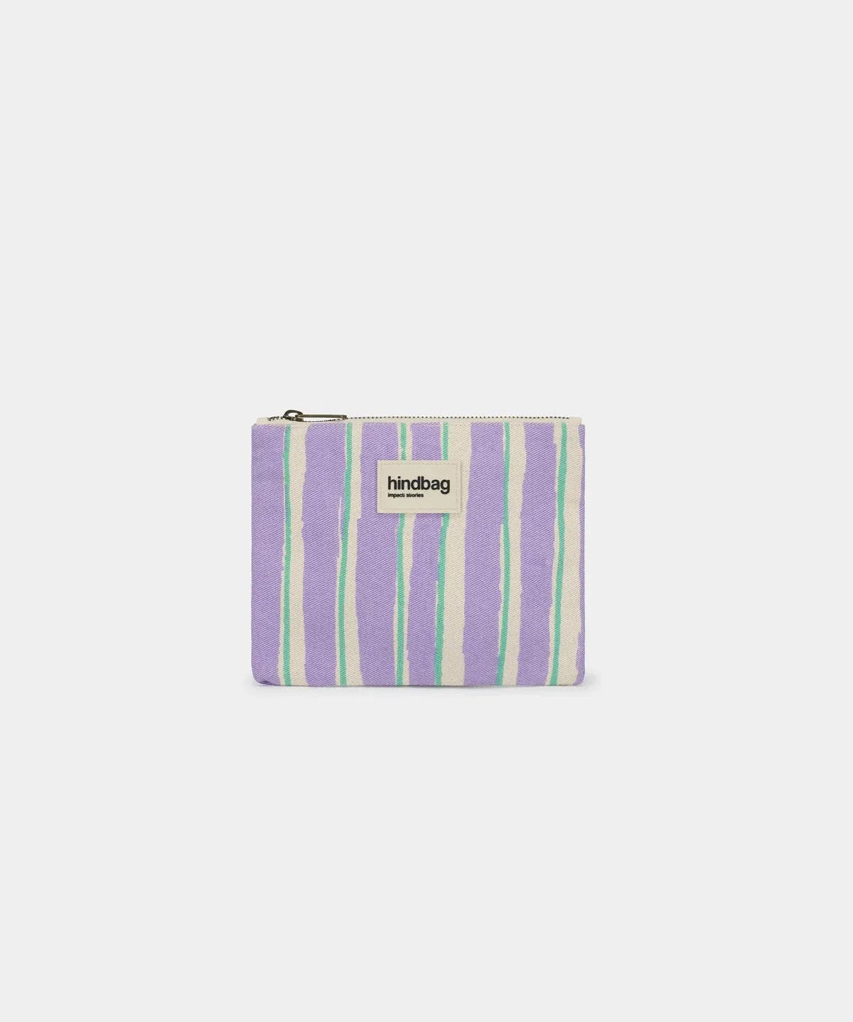 Hindbag - LOU Etuis/Mäppchen • Breite Streifen Violet/Grün - ROSA ECK