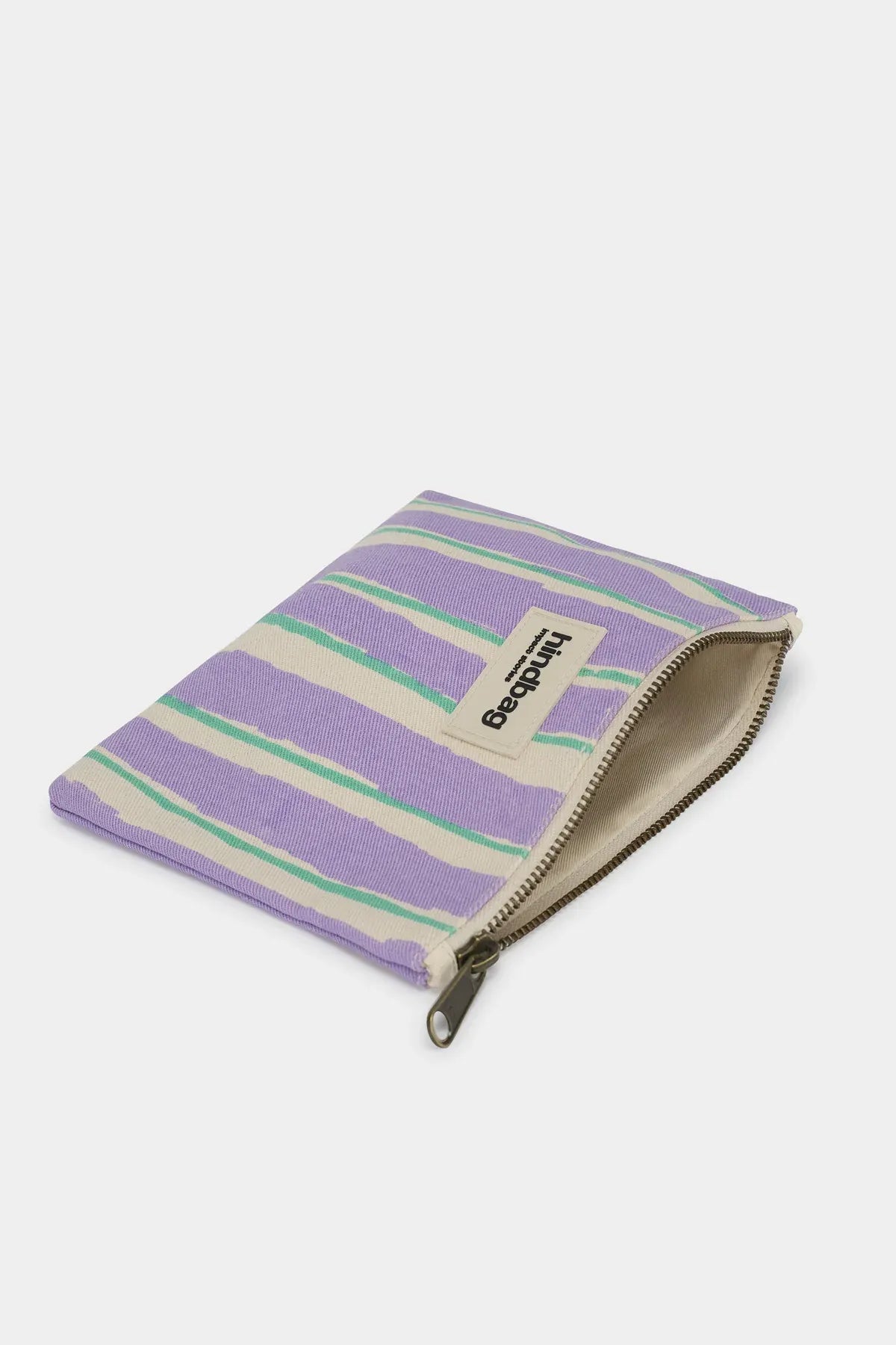 Hindbag - LOU Etuis/Mäppchen • Breite Streifen Violet/Grün - ROSA ECK