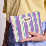 Hindbag - LOU Etuis/Mäppchen • Breite Streifen Violet/Grün - ROSA ECK