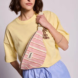 Hindbag - OLIVIA Bauchtasche • Breite Streifen Rosa/Rot - ROSA ECK