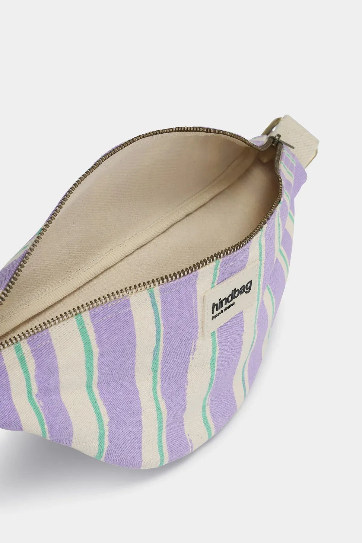 Hindbag - OLIVIA Bauchtasche • Breite Streifen Violet/Grün - ROSA ECK