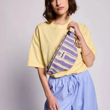 Hindbag - OLIVIA Bauchtasche • Breite Streifen Violet/Grün - ROSA ECK