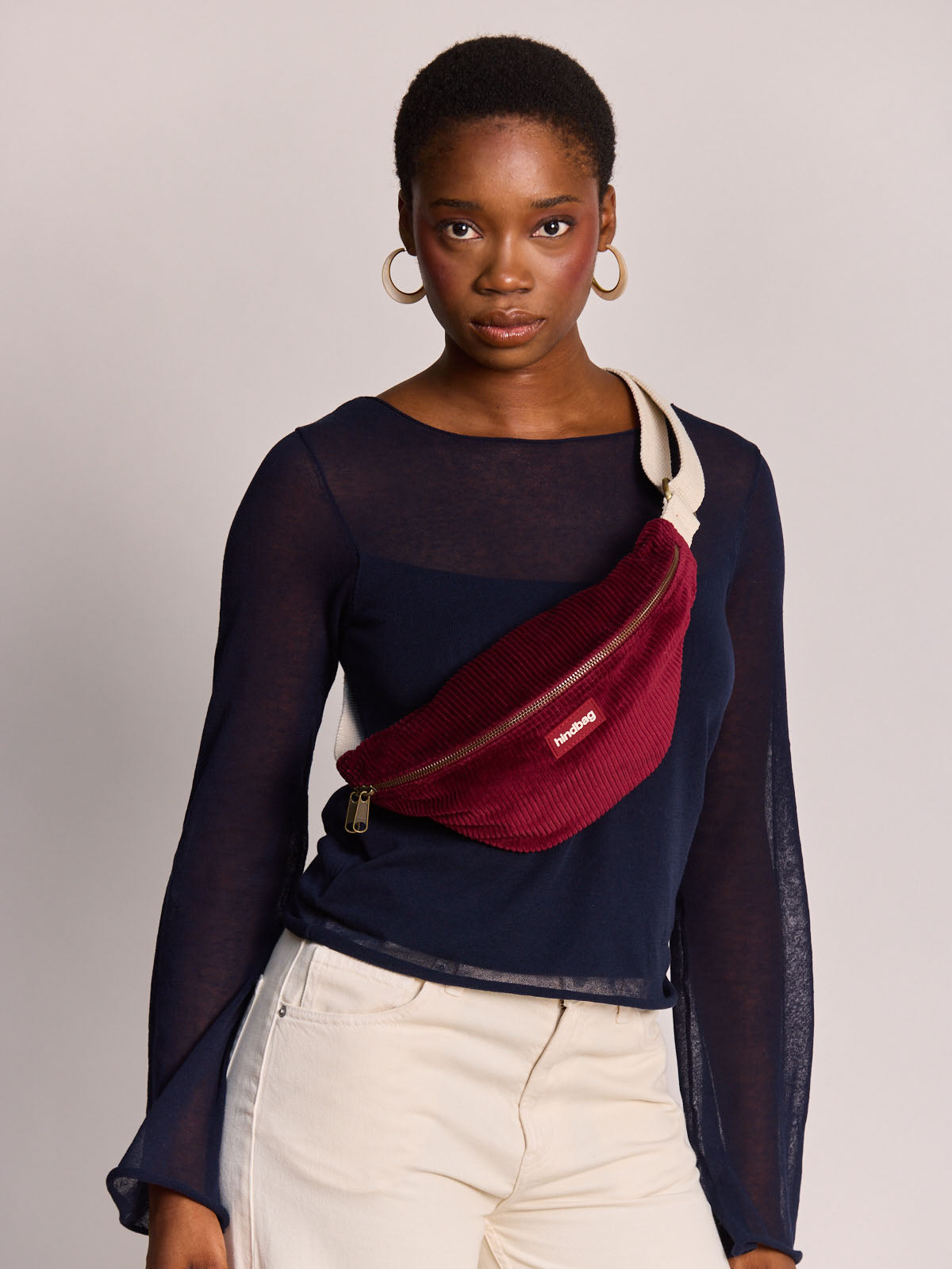 OLIVIA Bauchtasche • Cord Bordeauxrot