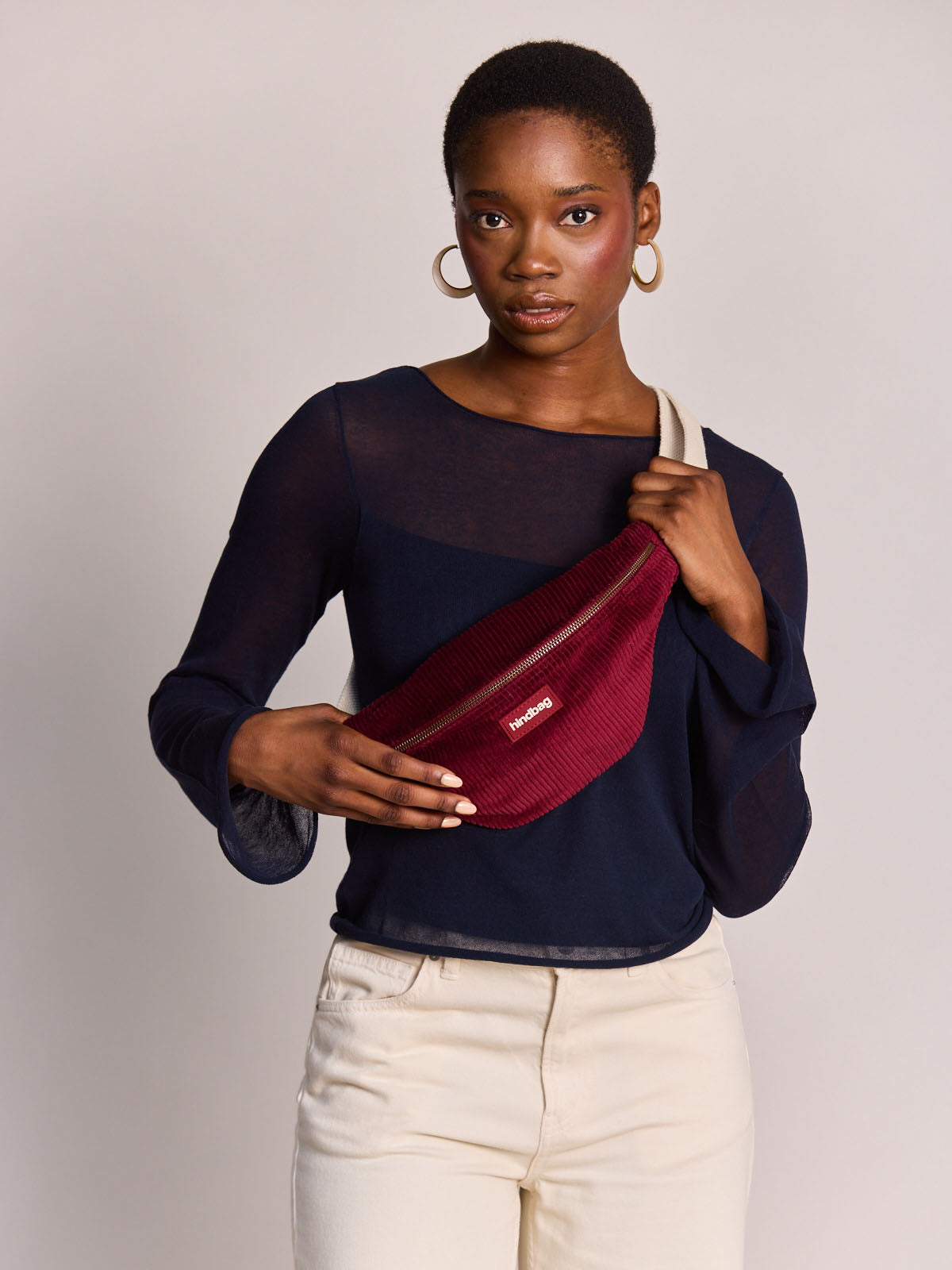 OLIVIA Bauchtasche • Cord Bordeauxrot