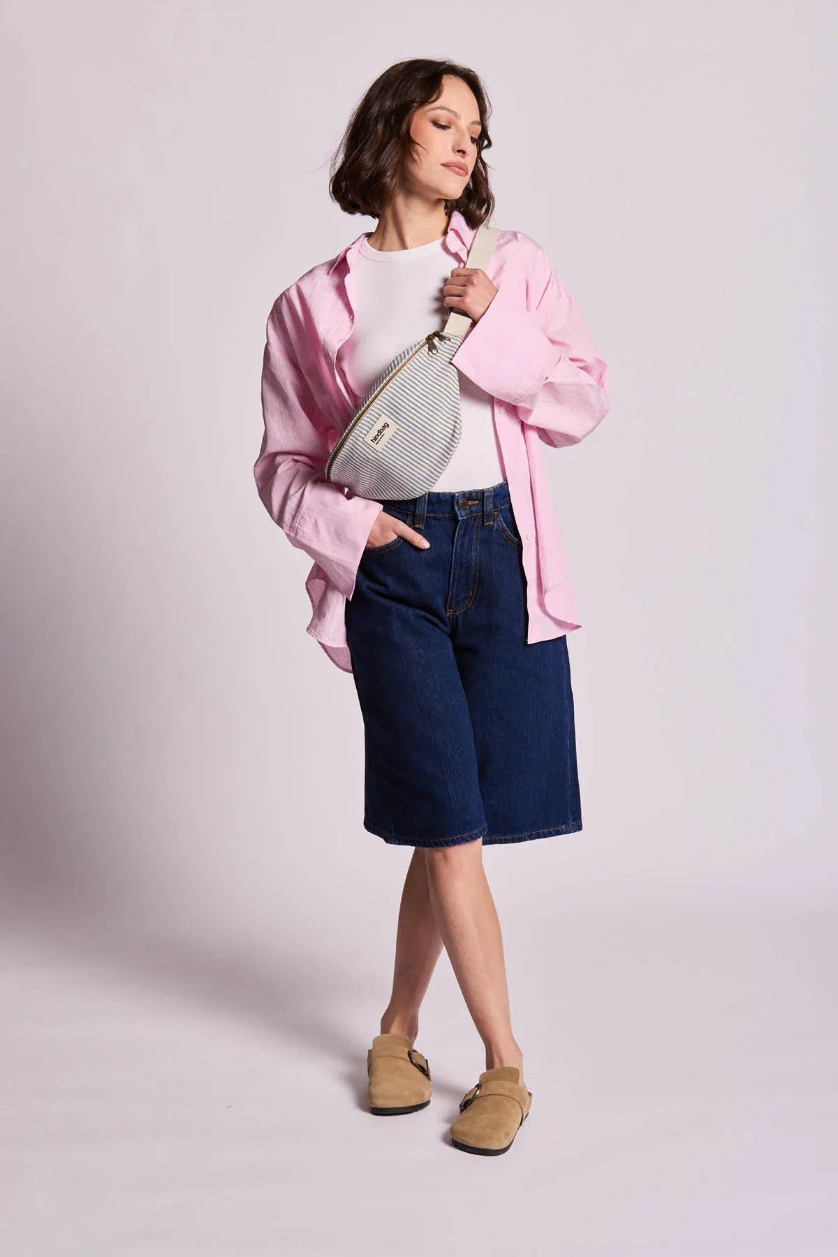 Hindbag - OLIVIA Bauchtasche • Feine Streifen Blau - ROSA ECK