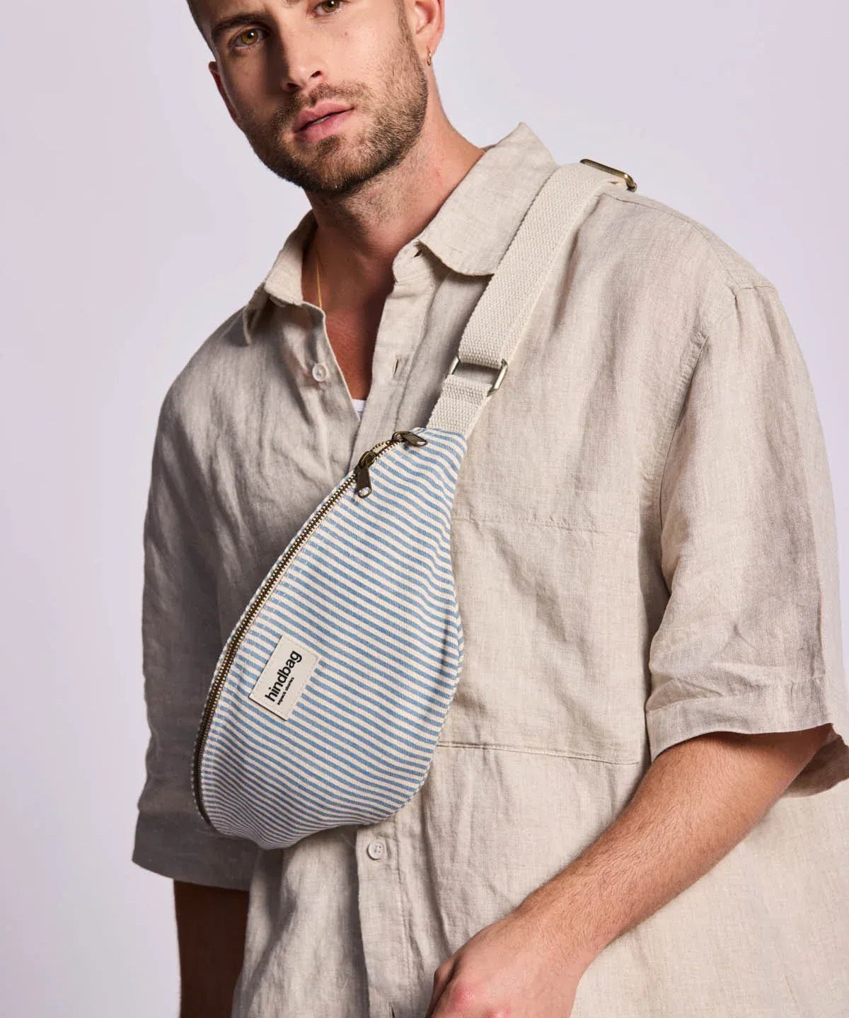 Hindbag - OLIVIA Bauchtasche • Feine Streifen Blau - ROSA ECK