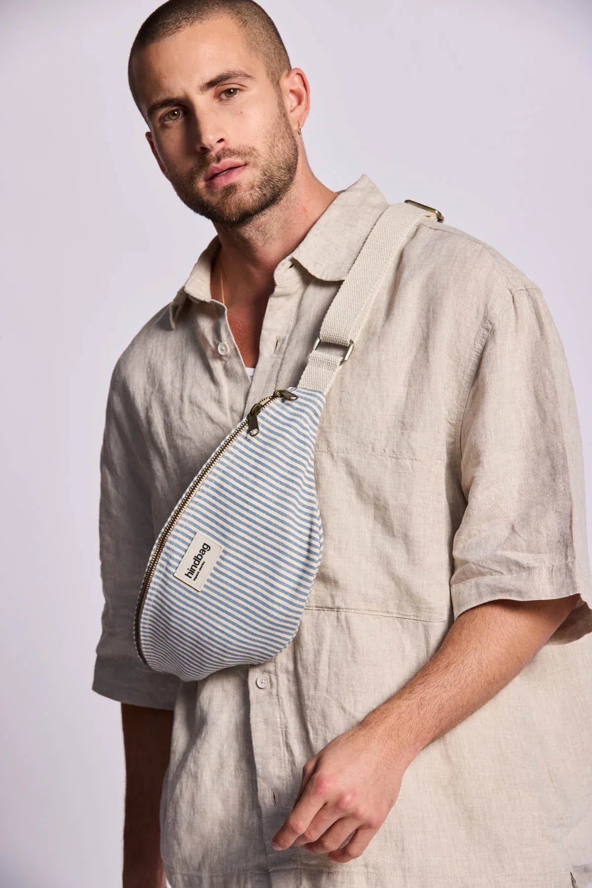 Hindbag - OLIVIA Bauchtasche • Feine Streifen Blau - ROSA ECK