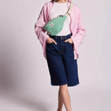 Hindbag - OLIVIA Bauchtasche • Feine Streifen Grün - ROSA ECK
