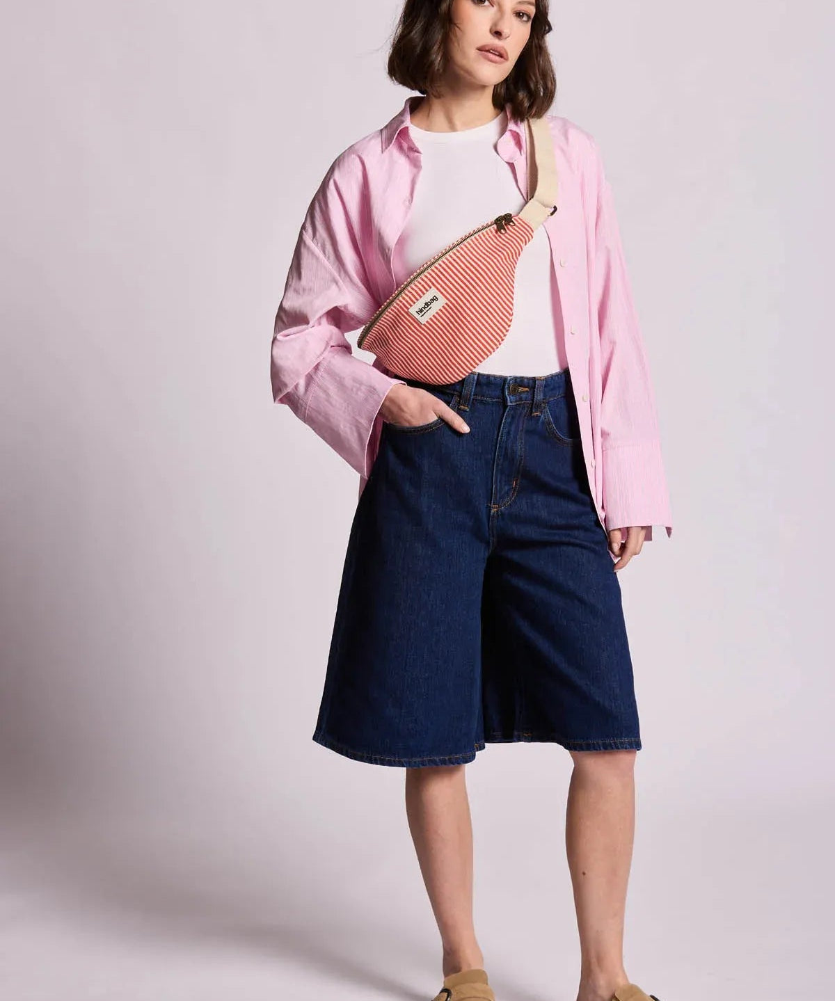 Hindbag - OLIVIA Bauchtasche • Feine Streifen Rot - ROSA ECK
