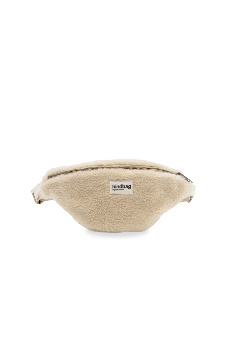 Hindbag - OLIVIA Bauchtasche | Fourrure Teddy Beige - ROSA ECK - Flausch, Weiß,