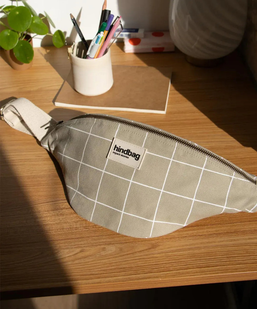 Hindbag - OLIVIA Bauchtasche • Karo Lehmgrün / Weiß - Bauchtasche - ROSA ECK