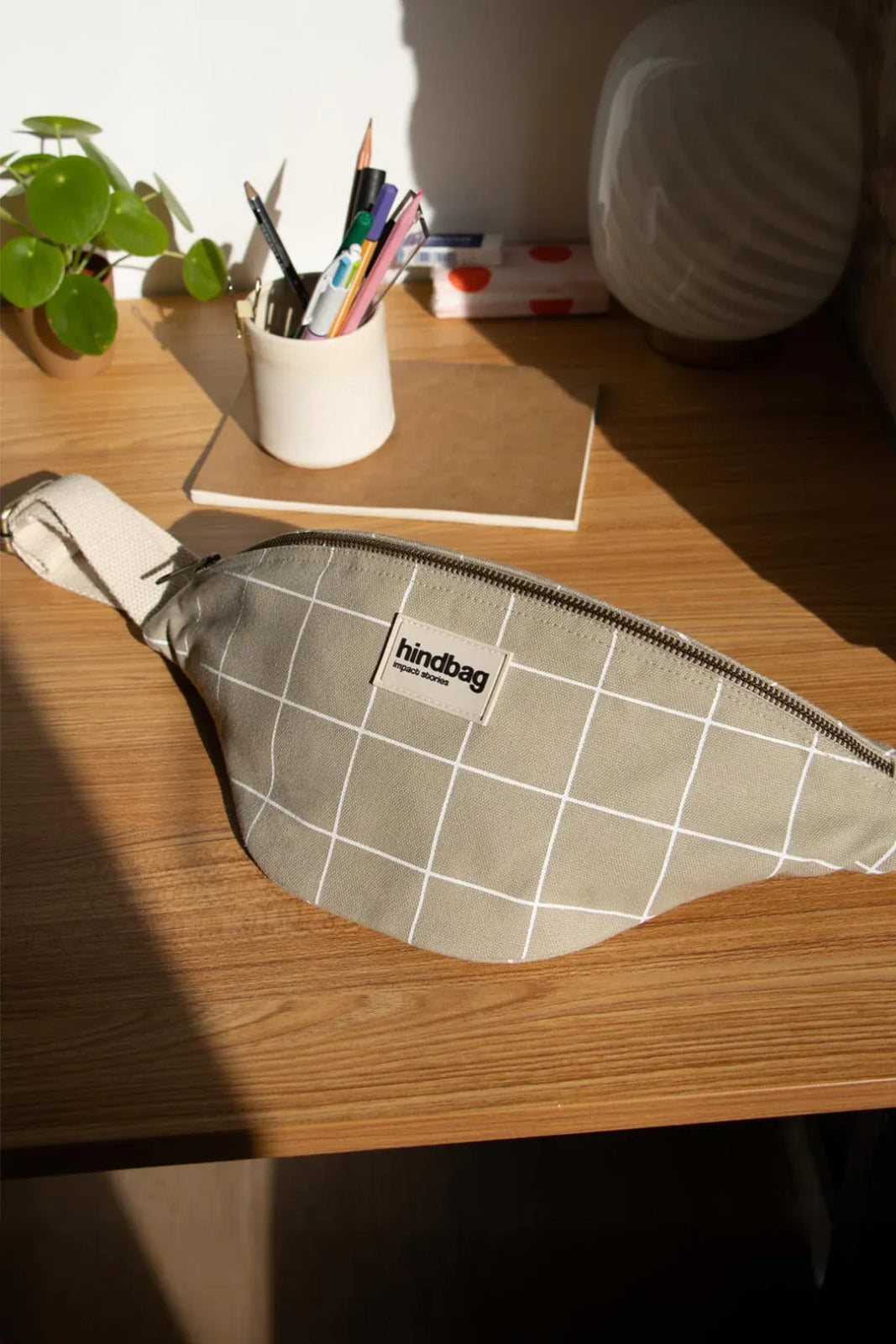 Hindbag - OLIVIA Bauchtasche • Karo Lehmgrün / Weiß - Bauchtasche - ROSA ECK