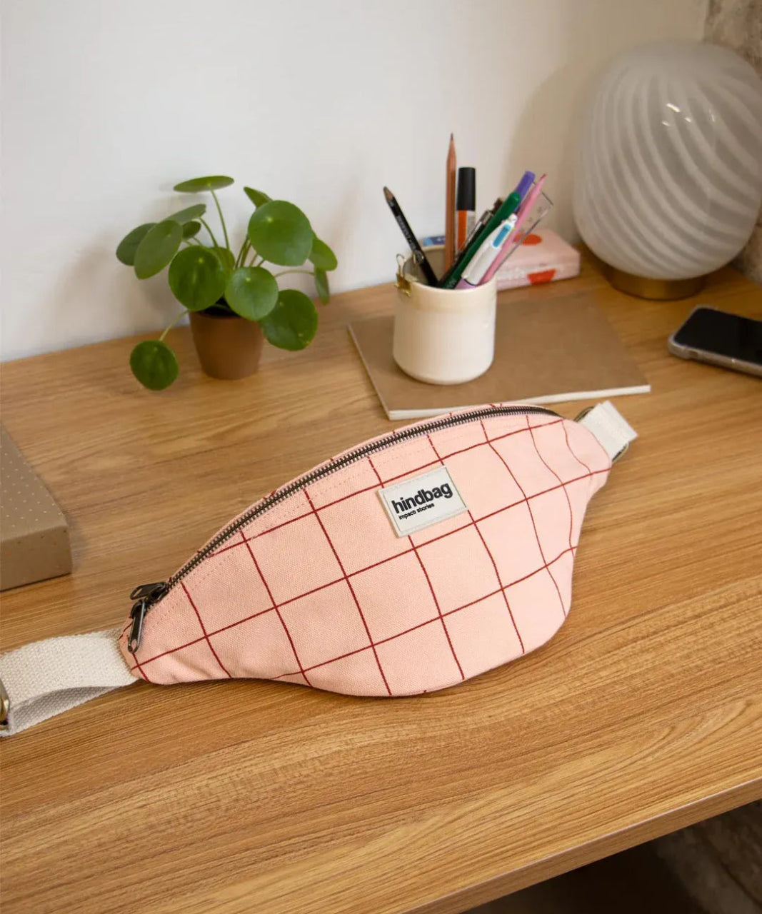 Hindbag - OLIVIA Bauchtasche • Karo Rosé / Rot - Bauchtasche - ROSA ECK