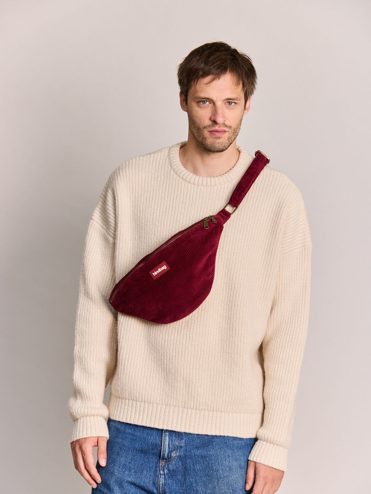 SASHA Bauchtasche • Cord Bordeauxrot