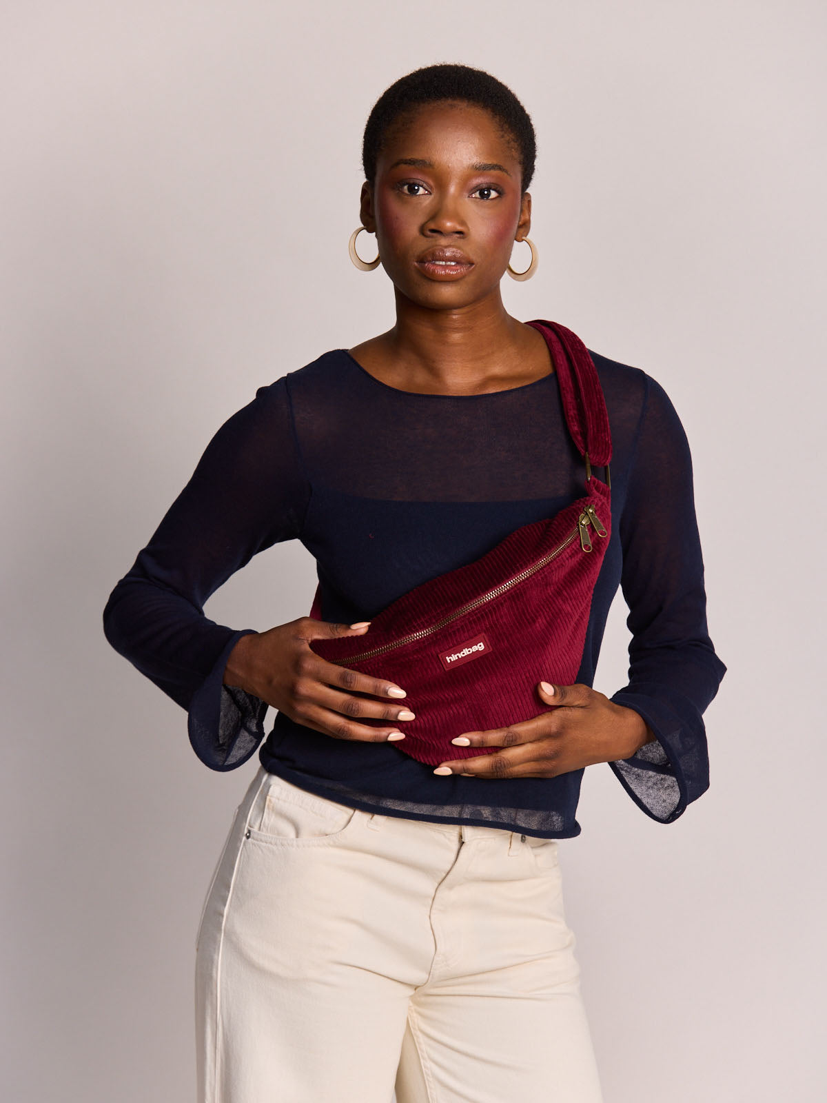 SASHA Bauchtasche • Cord Bordeauxrot