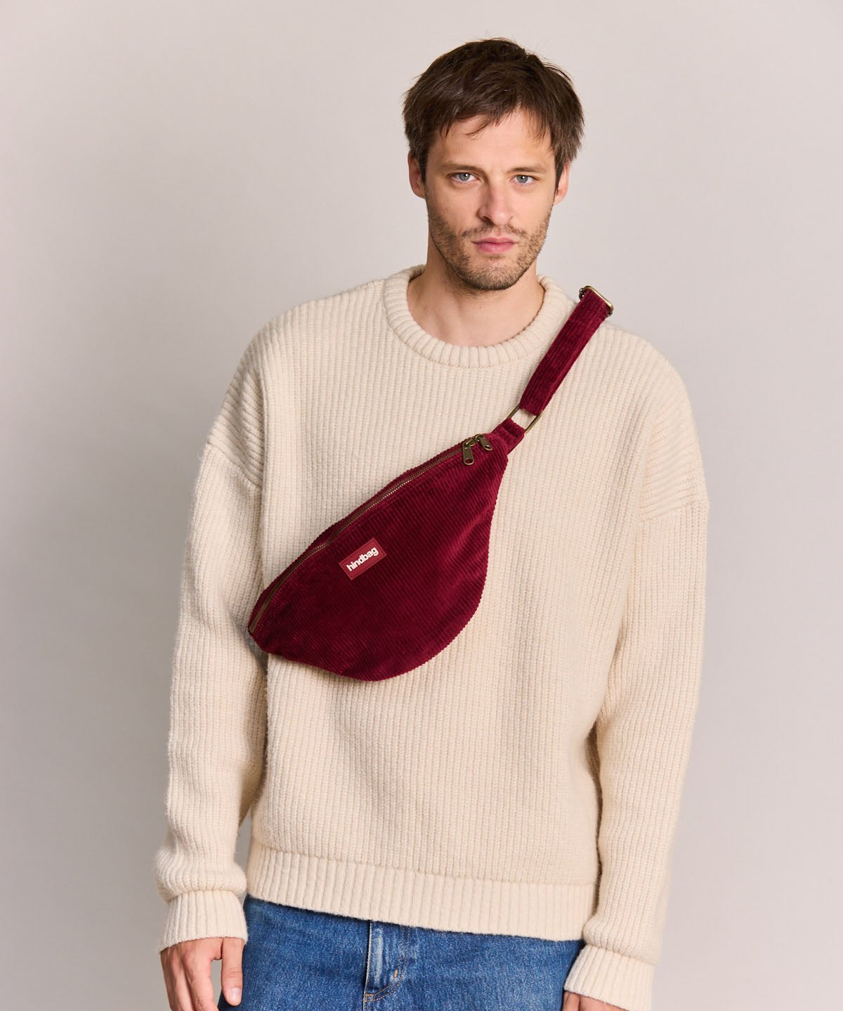 Hindbag - SASHA Bauchtasche • Cord Bordeauxrot - ROSA ECK
