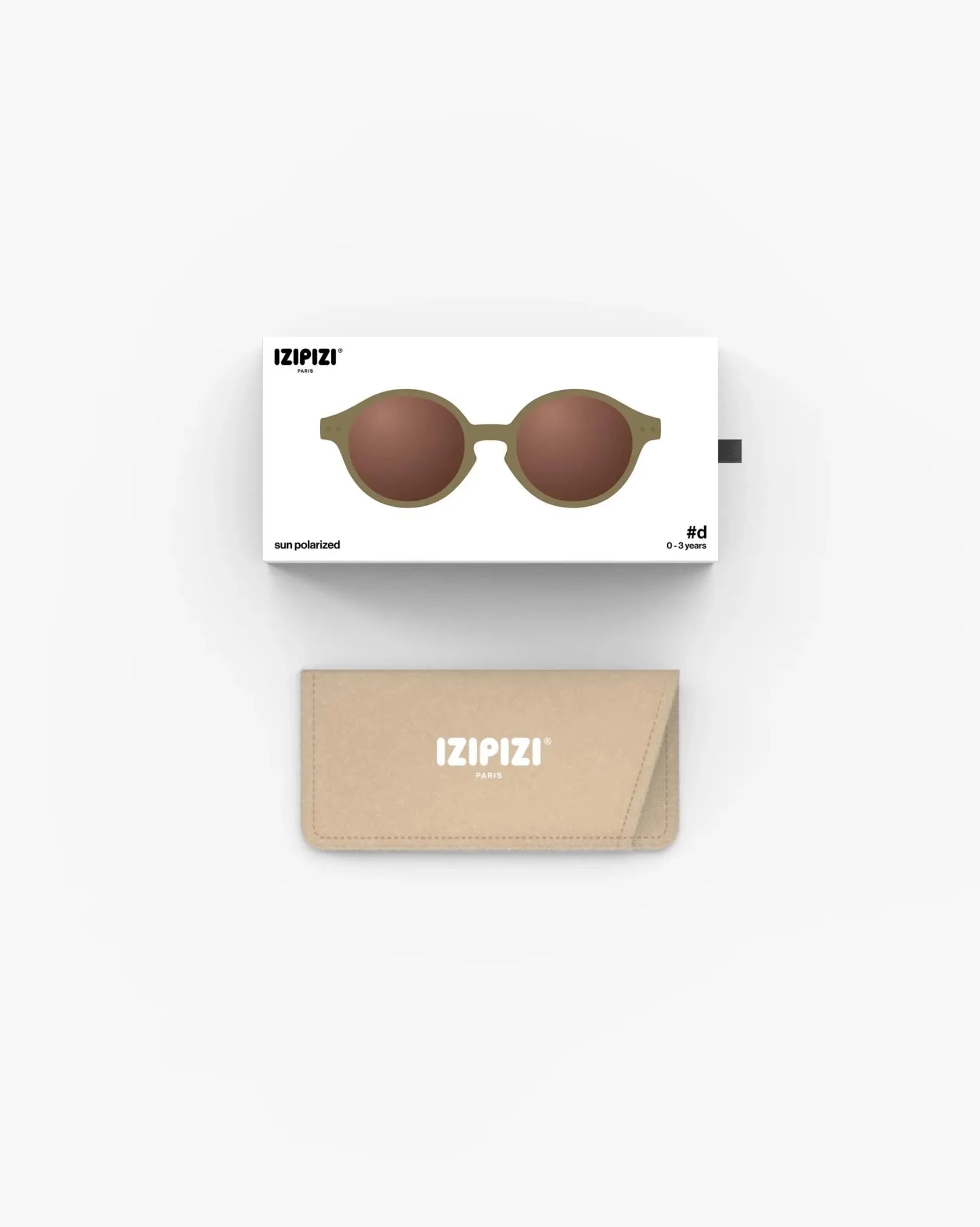 IZIPIZI - d BABY Kinder - Sonnenbrille (0–3 Jahre) • Glossy Kaki - ROSA ECK