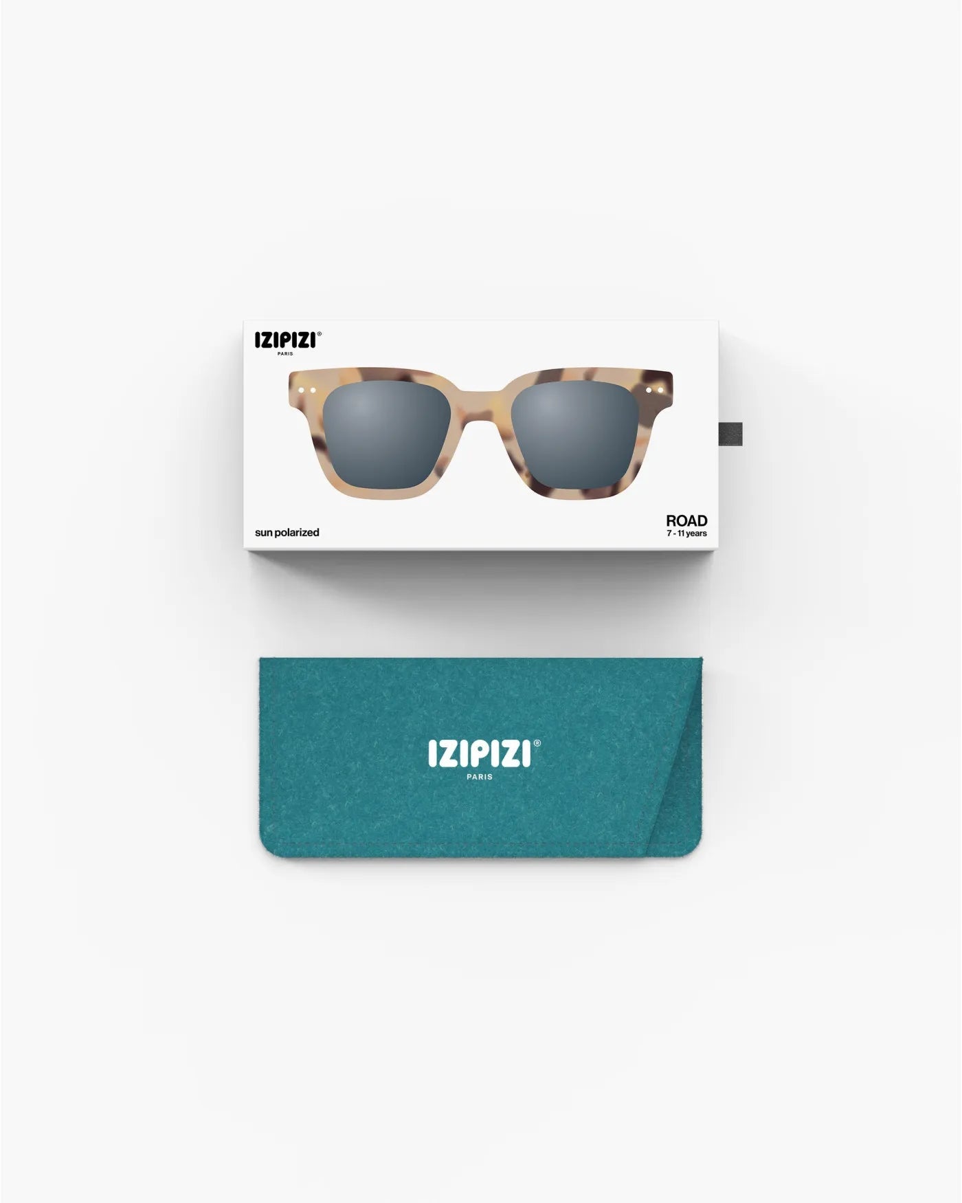 IZIPIZI - road JUNIOR Sonnenbrille (7–11 Jahre) • Light Tortoise - ROSA ECK