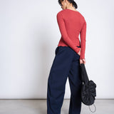 JAN 'N JUNE - AVERSA Ripp-Longsleeve • Mid Red - ROSA ECK