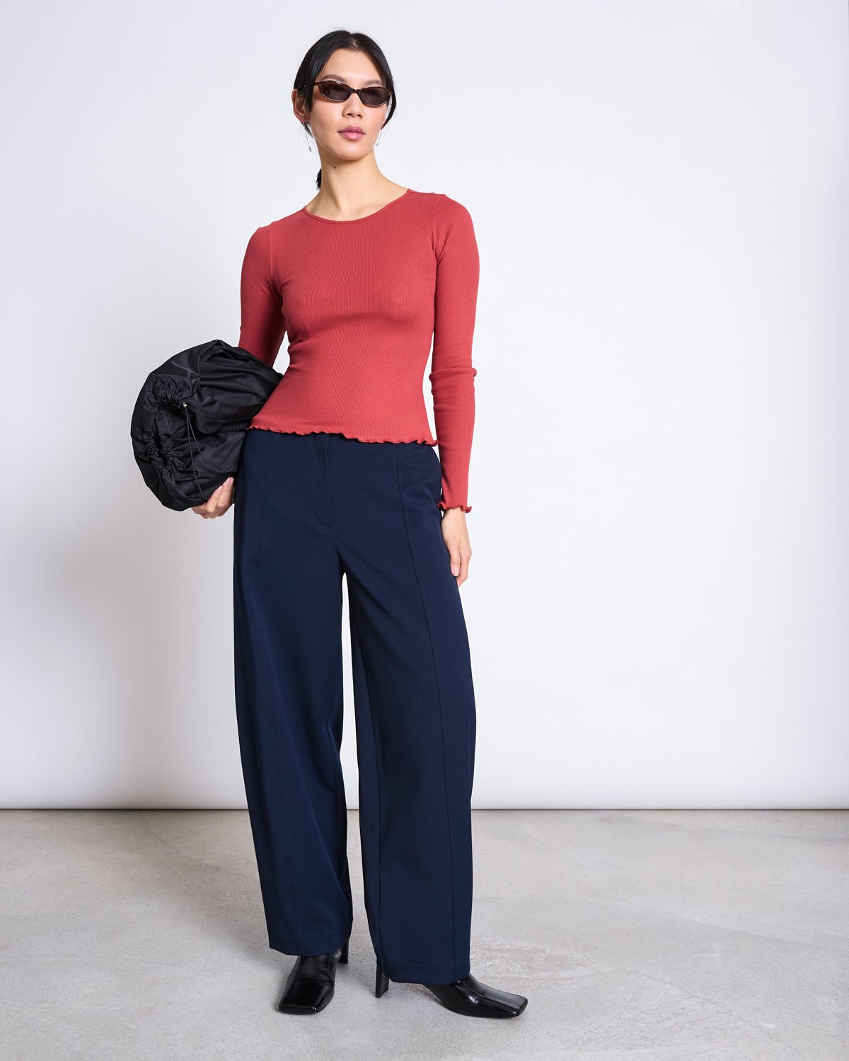 JAN 'N JUNE - AVERSA Ripp-Longsleeve • Mid Red - ROSA ECK