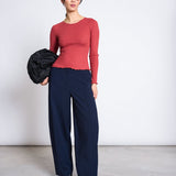 JAN 'N JUNE - AVERSA Ripp-Longsleeve • Mid Red - ROSA ECK