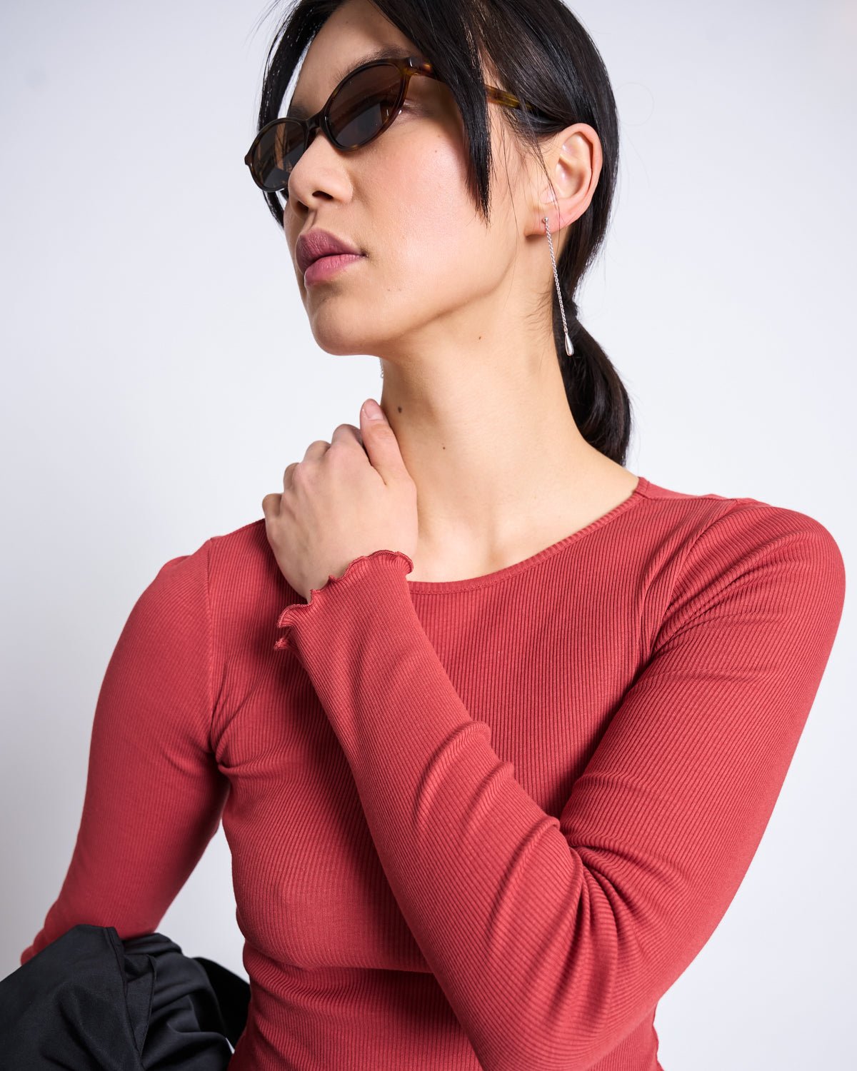 JAN 'N JUNE - AVERSA Ripp-Longsleeve • Mid Red - ROSA ECK
