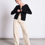 JAN ‘N JUNE - CREWNECK CARDIGAN GLIMT BLACK GOTS Strickjacke - Cardigan - ROSA ECK Concept Store