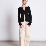 JAN ‘N JUNE - CREWNECK CARDIGAN GLIMT BLACK GOTS Strickjacke - Cardigan - ROSA ECK Concept Store