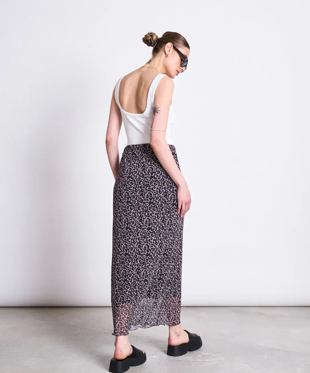 JAN ‘N JUNE - MESH MAXI SKIRT SMUK LEO PRINT - Rock - ROSA ECK