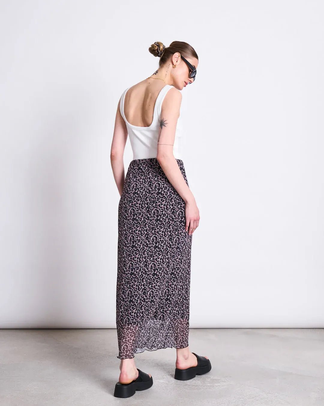 JAN ‘N JUNE - MESH MAXI SKIRT SMUK LEO PRINT - Rock - ROSA ECK