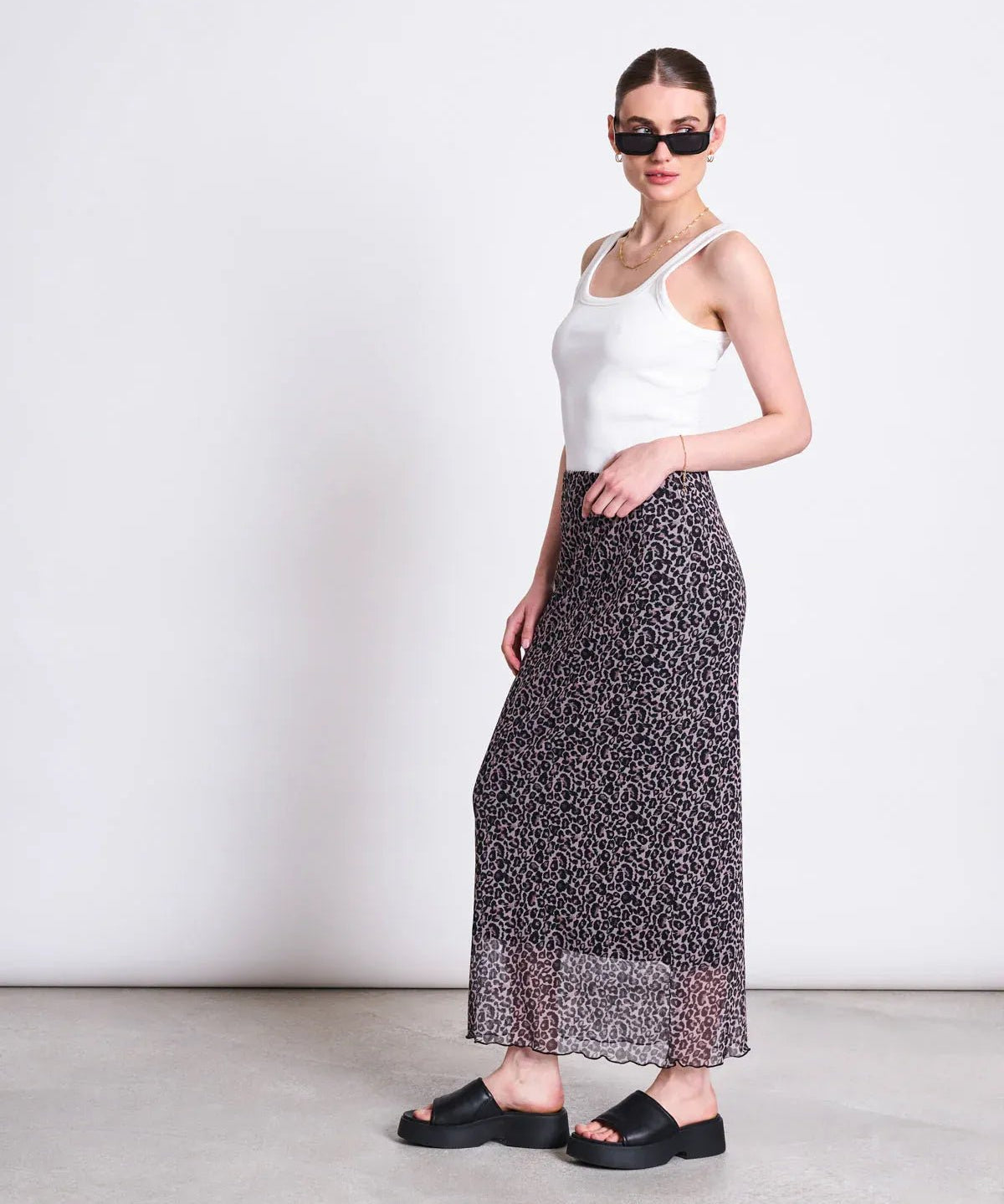 JAN ‘N JUNE - MESH MAXI SKIRT SMUK LEO PRINT - Rock - ROSA ECK